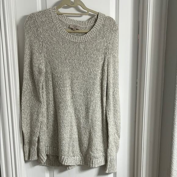 LOFT Cream Crew Neck Sweater Soft Knit Relaxed Fit - Picture 1 of 3
